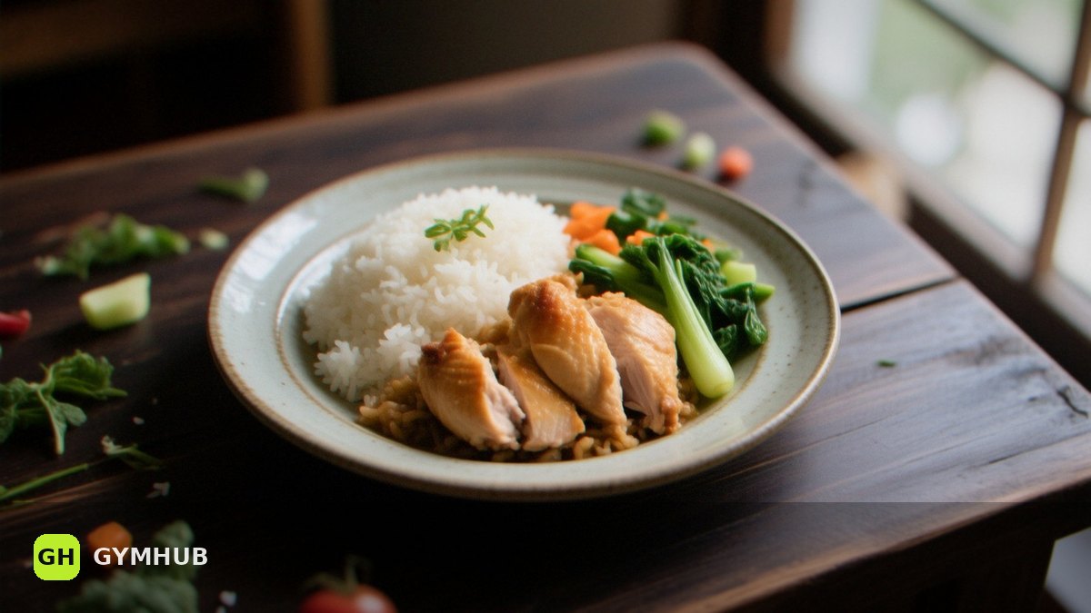 Chicken rice bowl with veg: a 35-minute recipe for two