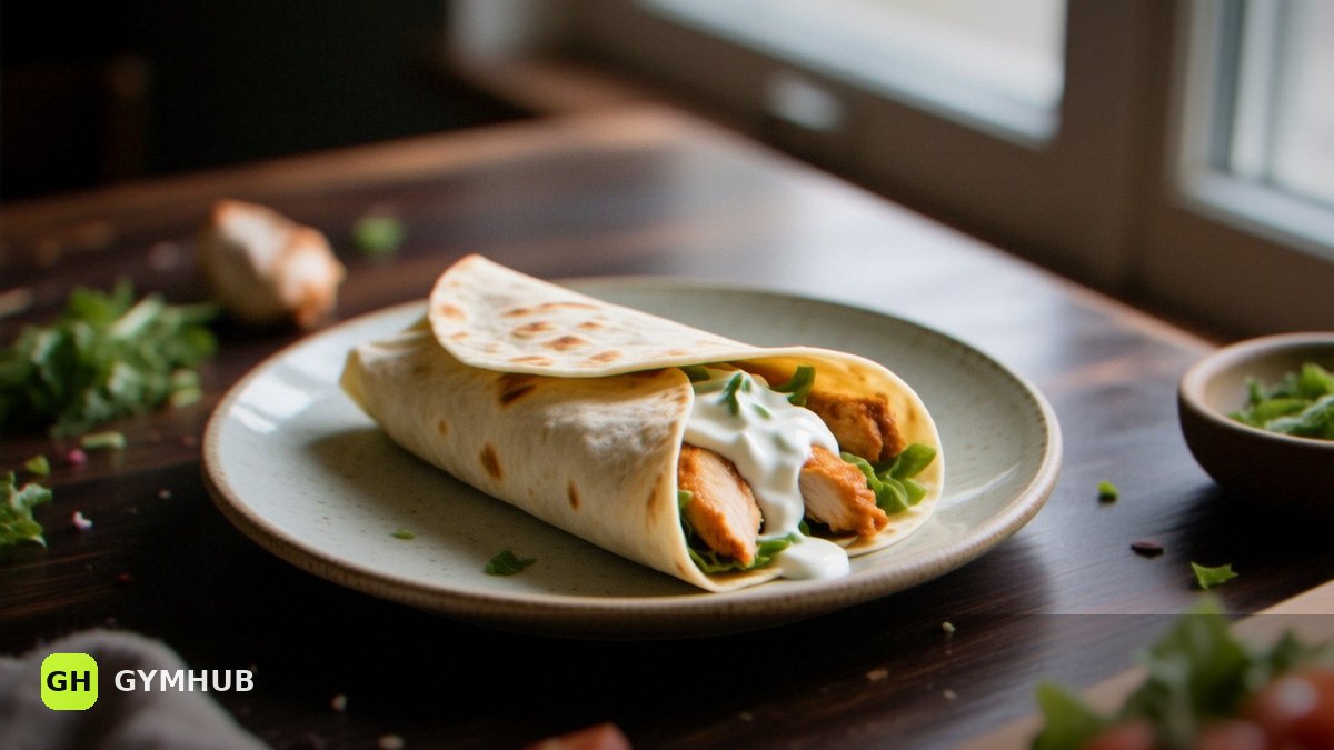 Chicken tortilla wrap with yoghurt sauce: recipe for two