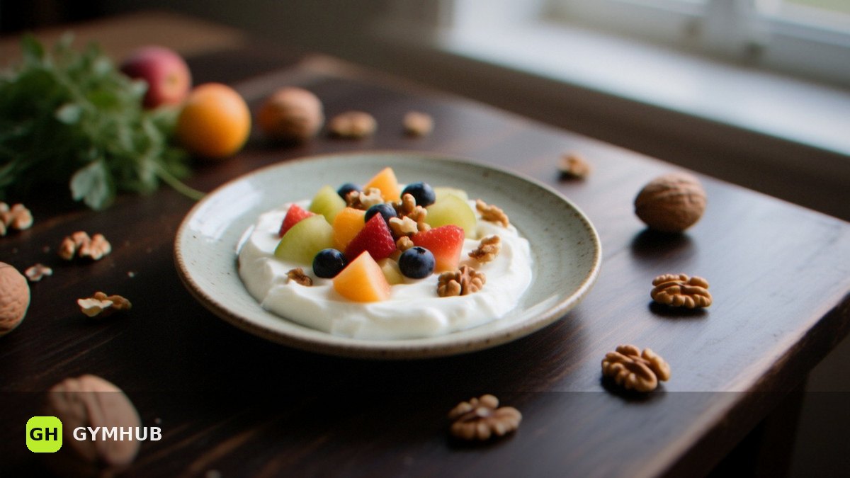 Greek yoghurt with fruit and walnuts as a meal, not a snack