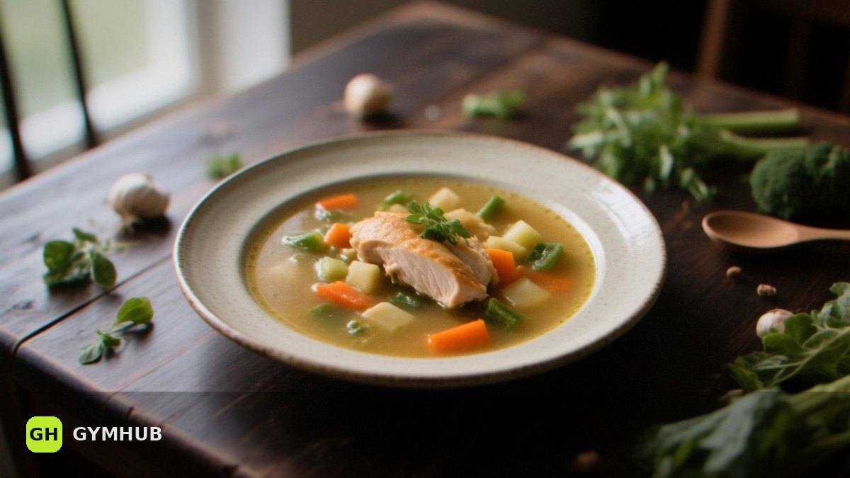 Chicken and vegetable soup for a cut: 31 g protein per serving