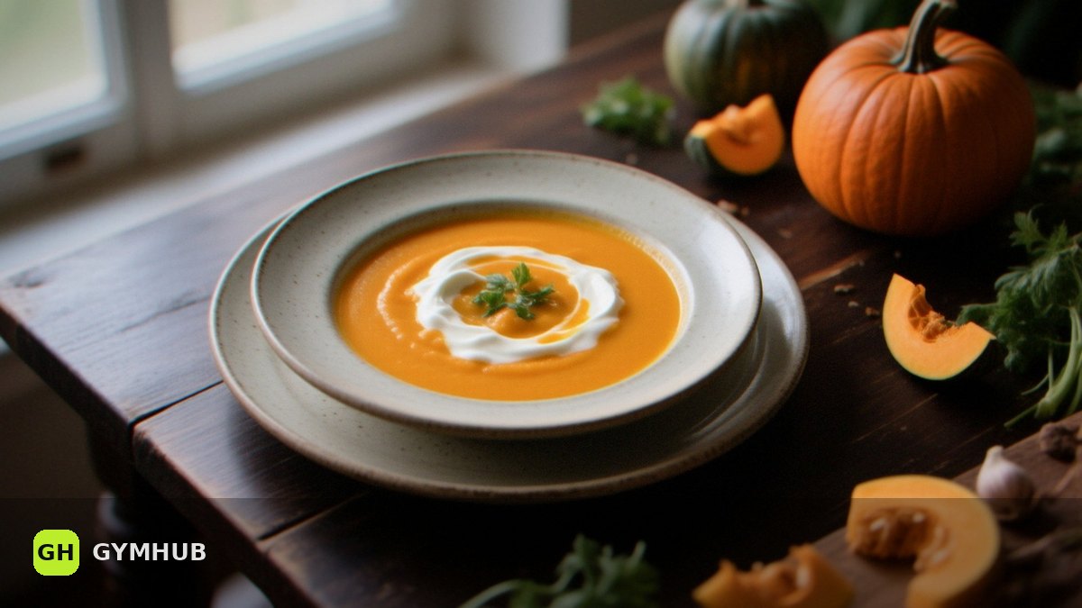 Pumpkin soup with Greek yoghurt: a creamy recipe for four